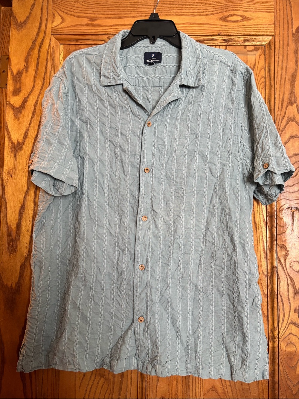 Ben Sherman Light Blue Textured Short Sleeve Button-Up Shirt